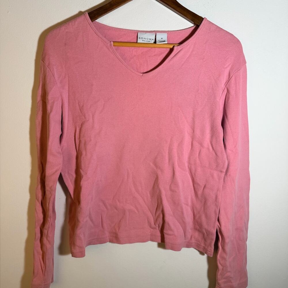 Sonoma Women's Pink Long Sleeve Top - Picture 2 of 4